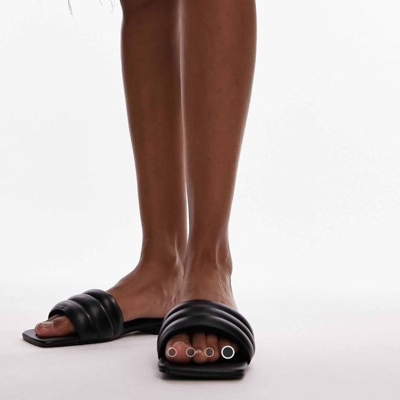 Topshop Pampas Padded Flat Sandals in Black - Picture 1 of 8